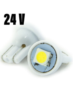 Автолампа LED T10 W5W 1SMD 5050 24V біла (габарит/номер/салон)