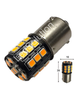Світлодіодна автолампа 12V 1156 33SMD 2835 (зі зміщенням) ЖОВТИЙ