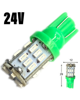 Автолампа LED T10 W5W 30SMD 3014 24V зелена (габарит/номер/салон)