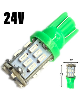 Автолампа LED T10 W5W 30SMD 3014 24V зелена (габарит/номер/салон) Автолампа LED T10 W5W 30SMD 3014 24V зелена (габарит/номер/салон)