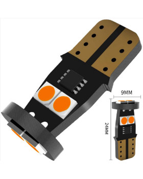 Автолампа LED T10 W5W 6SMD 3030 12V жовта (габарит/номер/салон)