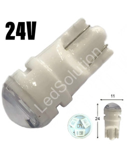 Автолампа LED T10 W5W 3SMD 2835 24V зелена (габарит/номер/салон)