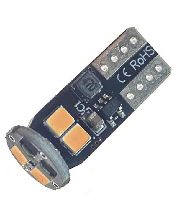 Автолампа LED T10 W5W 6SMD 2835 12V жовта (габарит/номер/салон)