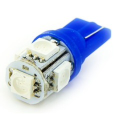 Автолампа LED T10 W5W 5SMD 5050 12V синя (габарит/номер/салон)