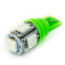 Автолампа LED T10 W5W 5SMD 5050 12V зелена (габарит/номер/салон)