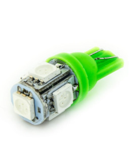 Автолампа LED T10 W5W 5SMD 5050 12V зелена (габарит/номер/салон) Автолампа LED T10 W5W 5SMD 5050 12V зелена (габарит/номер/салон)