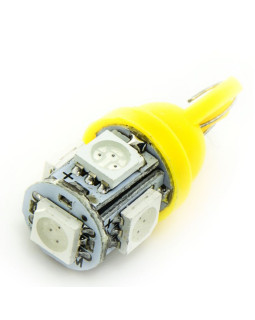 Автолампа LED T10 W5W 5SMD 5050 12V жовта (габарит/номер/салон) Автолампа LED T10 W5W 5SMD 5050 12V жовта (габарит/номер/салон)
