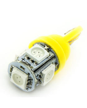Автолампа LED T10 W5W 5SMD 5050 12V жовта (габарит/номер/салон)
