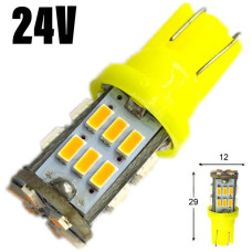 Автолампа LED T10 W5W 30SMD 3014 24V жовта (габарит/номер/салон)