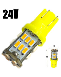 Автолампа LED T10 W5W 30SMD 3014 24V жовта (габарит/номер/салон)