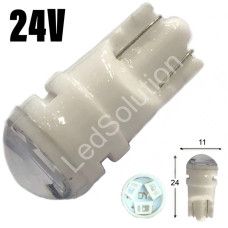 Автолампа LED T10 W5W 3SMD 2835 24V синя (габарит/номер/салон)
