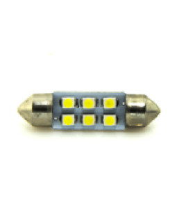 Автомобільна лампа підсвітки салону, номера 12V AC (C5W) 6SMD 3528 36мм 40Lm БІЛИЙ