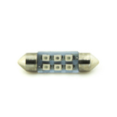 Автомобільна лампа підсвітки салону, номера  12V AC (C5W) 6SMD 3528 36мм СИНІЙ
