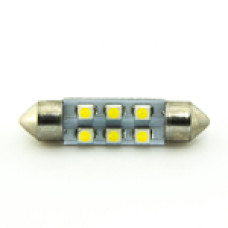 Автомобільна лампа підсвітки салону, номера  12V AC (C5W) 6SMD 3528 39мм 40Lm БІЛИЙ