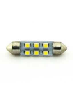 Автомобільна лампа підсвітки салону, номера  12V AC (C5W) 6SMD 3528 39мм 40Lm БІЛИЙ