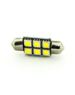 Автомобільна лампа підсвітки салону, номера 12V AC (C5W) 6SMD 5050 36мм обманка 84Lm БІЛИЙ