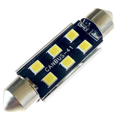 Автомобільна лампа підсвічування салону, номера 12V AC (C5W) 6SMD 2835 42мм обманка 540Lm БІЛИЙ
