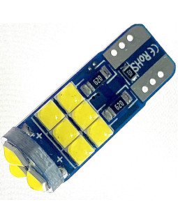 Автолампа LED T10 W5W 15SMD 3030 12V біла (габарит/номер/салон)