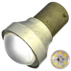 Світлодіодна автолампа P21W BA15s 12-24V 1156 6SMD 3030 3W драйвер лінза UA 700Lm БІЛИЙ