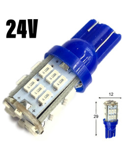 Автолампа LED T10 W5W 30SMD 3014 24V синя (габарит/номер/салон)