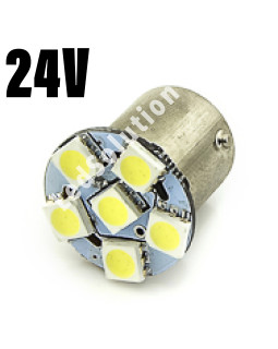 Світлодіодна автолампа P21W BA15s 24V 1156 6SMD 5050 50Lm БІЛИЙ Світлодіодна автолампа P21W BA15s 24V 1156 6SMD 5050 50Lm БІЛИЙ