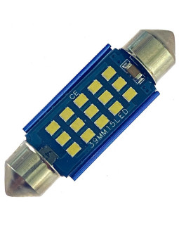 Автомобільна лампа підсвітки салону, номера  12V AC (C5W) 15SMD 2016 39мм емулятор БІЛИЙ