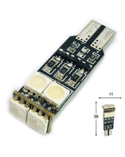 12V T10 (W5W) 6SMD 5050 мультицвет флеш RGB