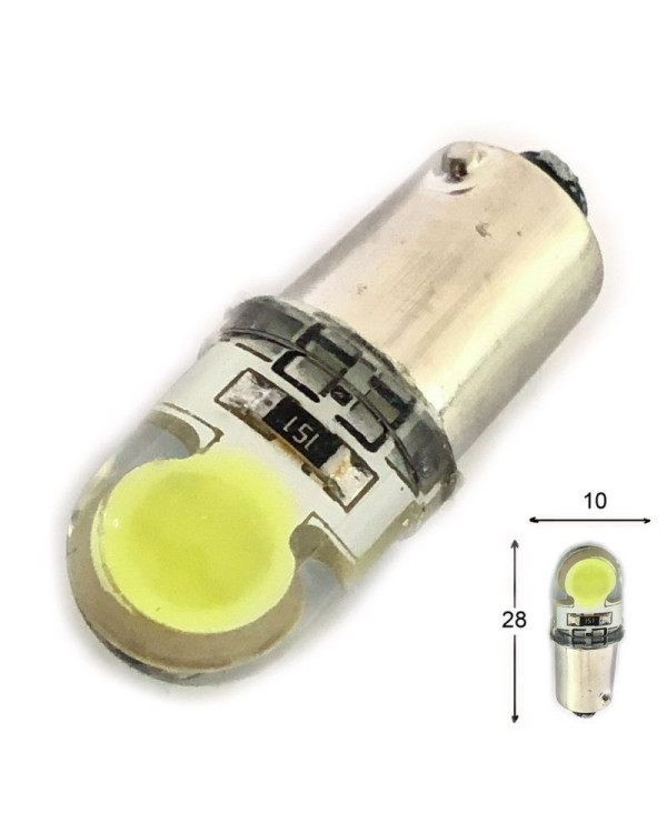 Автолампа LED T4W BA9s 12V біла, COB 1W, для габаритів/салону/номера