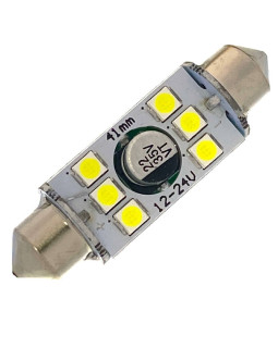 Автомобільна лампа підсвітки салону, номера 12-24V AC (C5W) 6SMD 3030 41мм Виробництво Україна БІЛИЙ