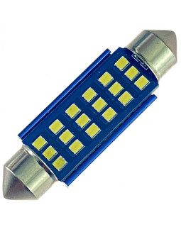 Автомобільна лампа підсвітки салону, номерного знака 12V AC (C5W) 18SMD 2016 41мм обманка БІЛИЙ