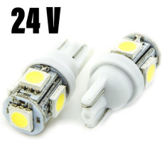 Автолампа LED T10 W5W 5SMD 5050 24V біла (габарит/номер/салон)