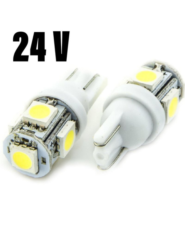 Автолампа LED T10 W5W 5SMD 5050 24V біла (габарит/номер/салон)
