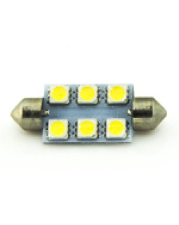 Автомобільна лампа підсвітки салону, номера 12V AC (C5W) 6SMD 5050 41мм 85Lm БІЛИЙ