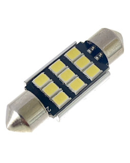 Автомобільна лампа підсвічування салону, номера 12V AC (C5W) 9SMD 2835 36мм обманка 180Lm БІЛИЙ
