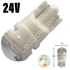 Автолампа LED T10 W5W 3SMD 2835 24V червона (габарит/номер/салон)