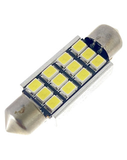Автомобільна лампа підсвітки салону, номера  12V AC (C5W) 12SMD 2835 39мм обманка 200Lm БІЛИЙ